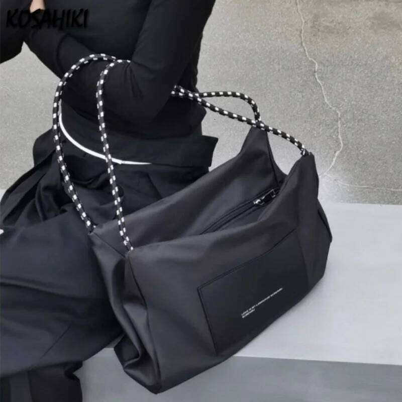 Trendy High-Capacity Simple Japanese Gym Bag Vintage All Match Y2k Aesthetic Women's Handbags Korean Casual Sports Shoulder Bags