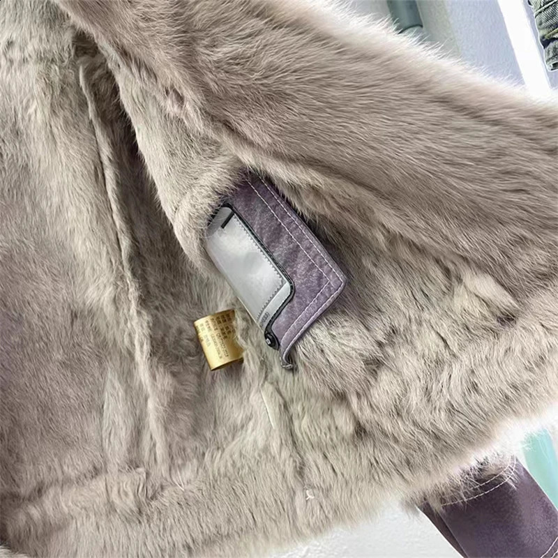 2024 Autumn Short Style Fur Women Sheepskin Jacket Tanned Suede Fabric With 100Natural Rabbit Lining Fashion Coat 251018