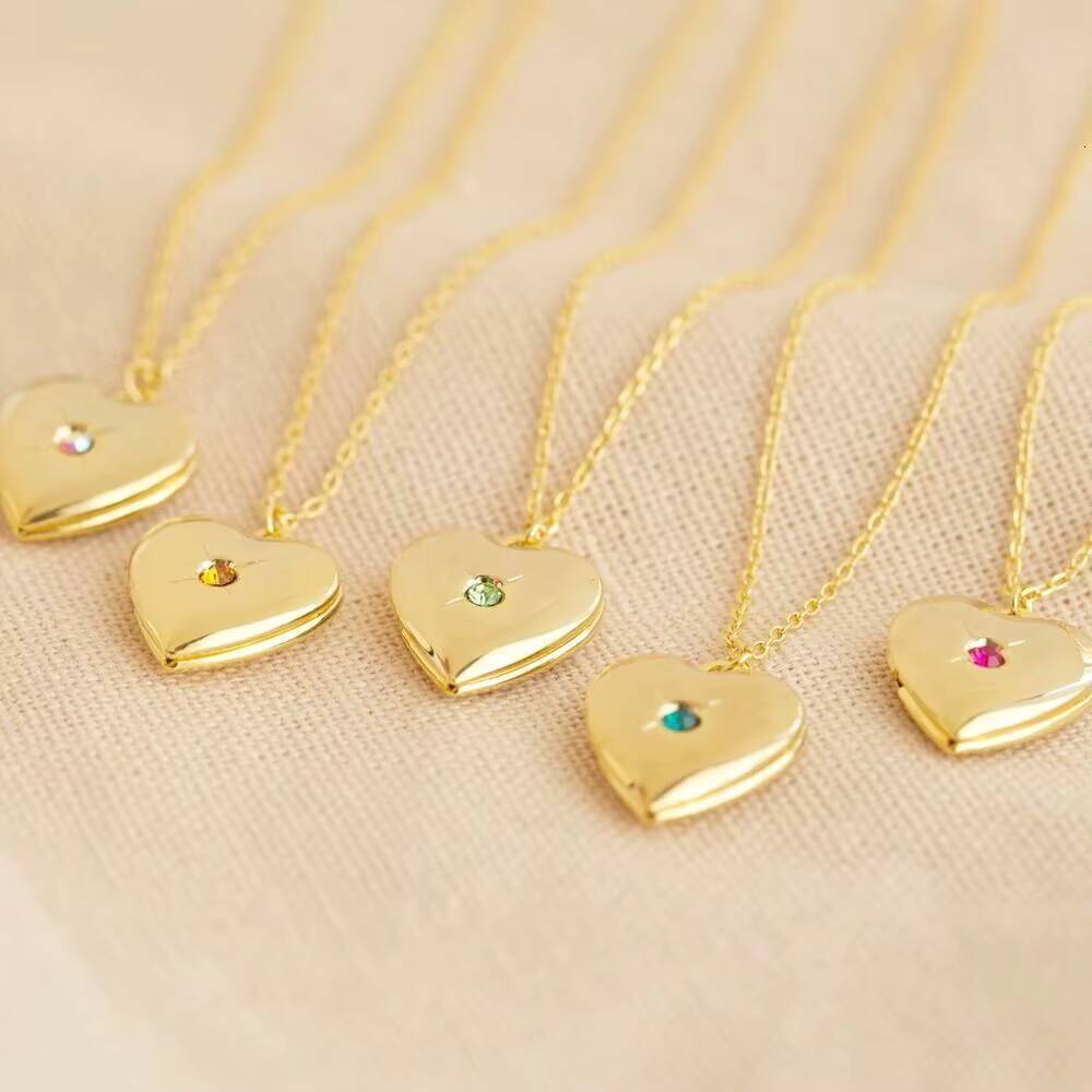 14K Real Gold Necklace with 12 Constellations Pendant Love Open Close Photo Album Heart Trendy Chains Style Mothers Day Gift