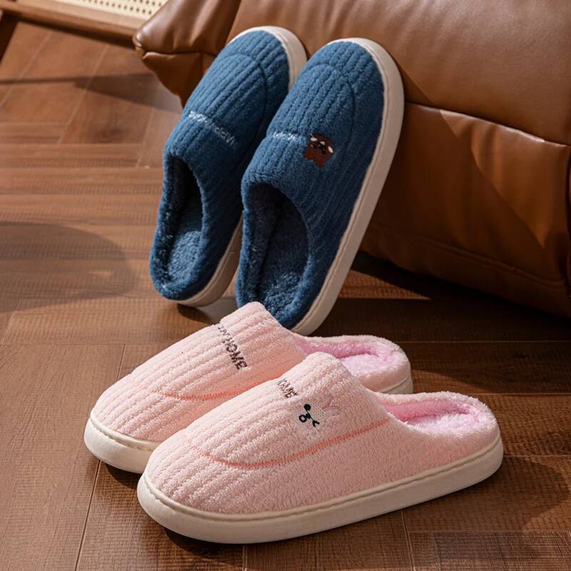 Women, Autumn and Winter Home Slippers, Indoor Confinement Warm Shoes, Non-Slip Plush Couple Cotton Slippers for Men ddmythur