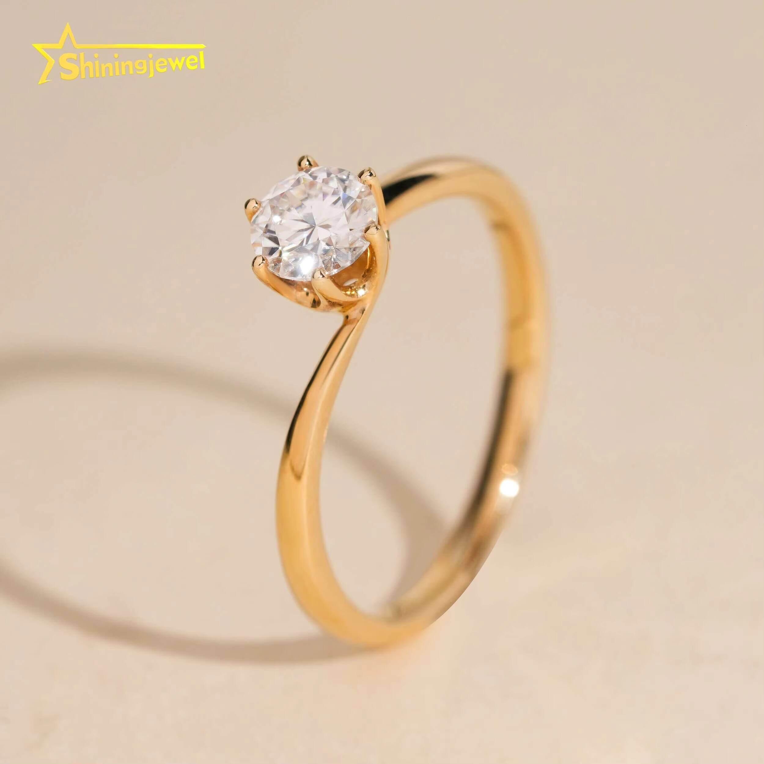 14K Solid Gold Women Ring Halo Rings Round Brilliant Cut Moissanite Engagement Rings for Women Pass Diamond Tester