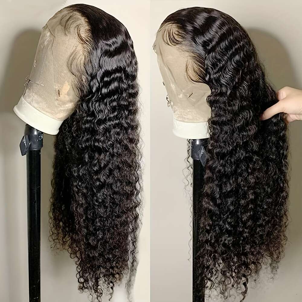 Luxurious 26" Water Wave Black Women - Natural-Looking, Pre-Plucked Hairline, Heat-Resistant Fiber, Glueless with Secure Adjustable Cap, Ideal fo