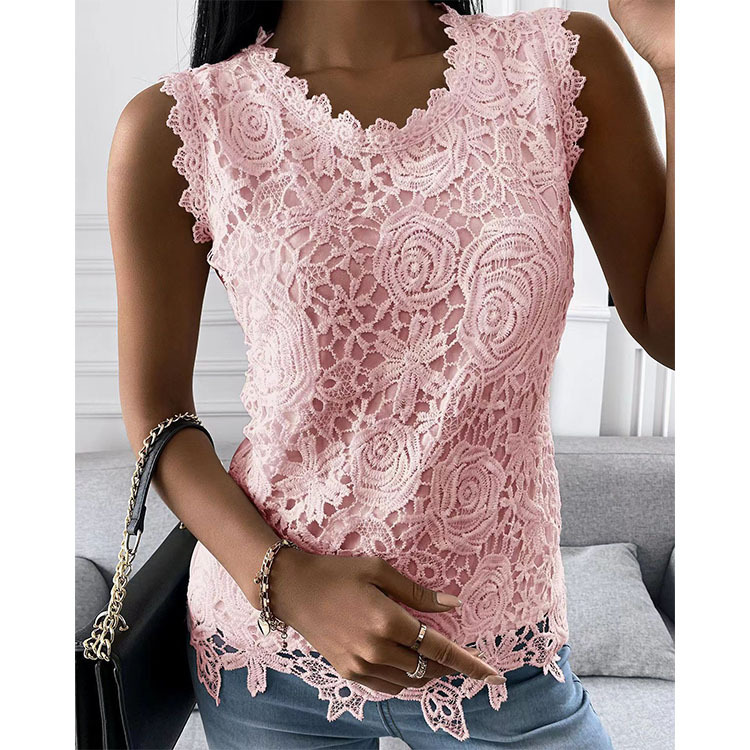 Women's Clothing 2025 Summer New Top Vest Lace Blouse
