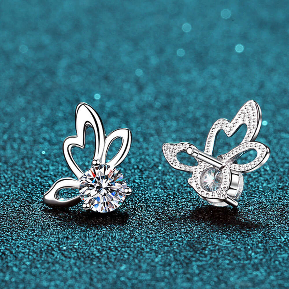 DHCollections-- 2020 New Pure Sier for Women Four-Prong 1 Moissanite Butterfly Versatile Earrings