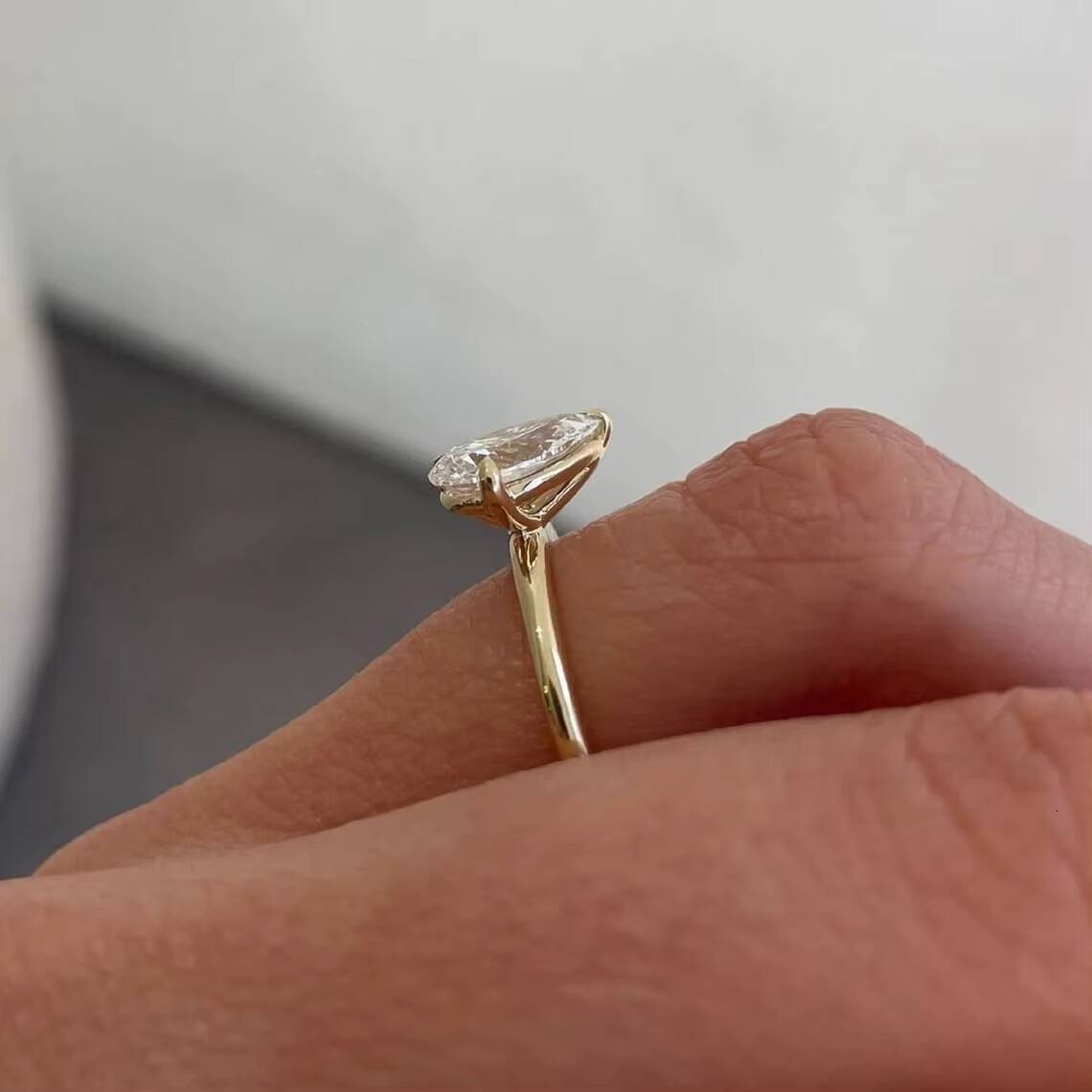 10k 14k 18k Solid Real Gold Vvs Moissanite Diamond Toi Et Moi Engagement Ring Pear Moissanite Two Stone