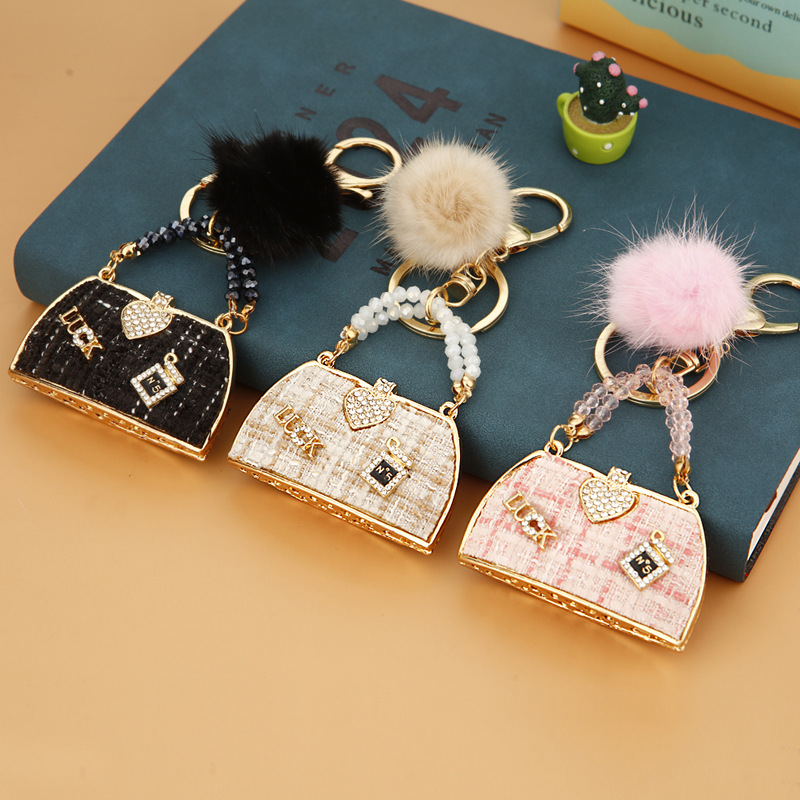 Lucky Wealth Creative designer Mink Fur Bag Keychain Cute Car & Bag Charm, Exquisite Key Chain (Wholesale)