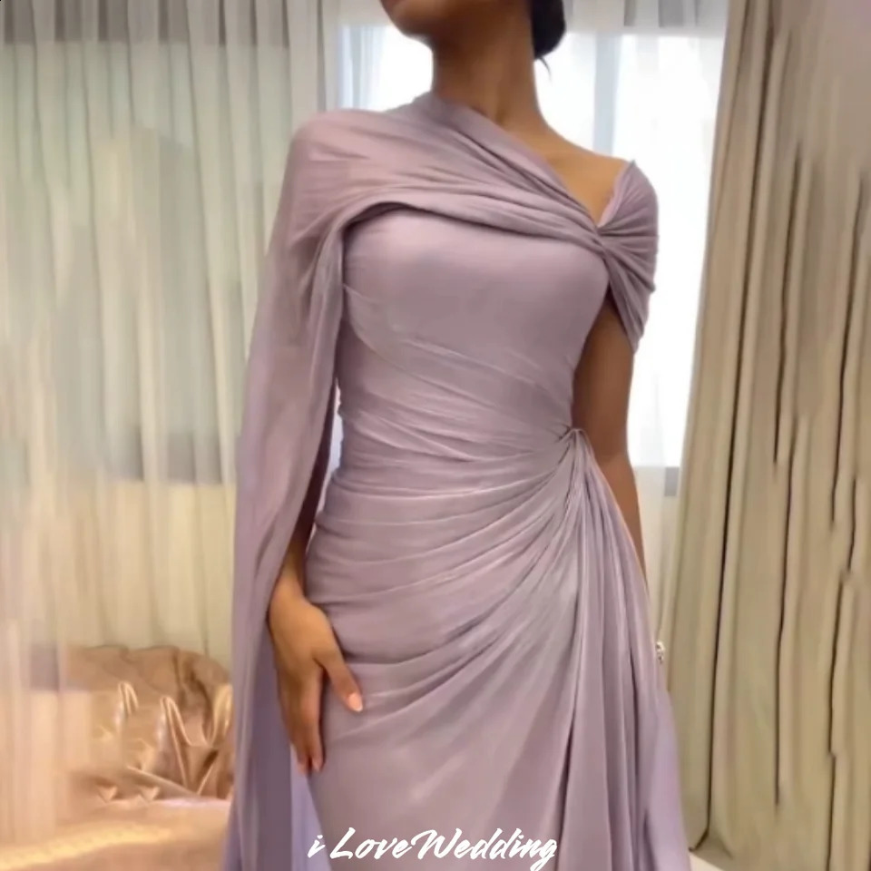 Purple One Shoulder Prom Dresses Satin Pleated Mermaid Open Back Zipper Wedding Party Dress Slim Minimalist Customized 251023