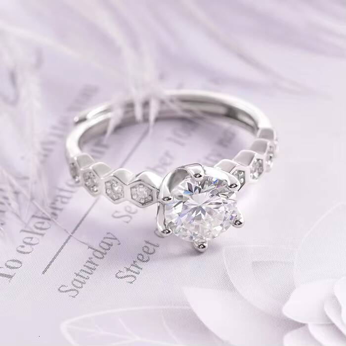 Fashion Diamond Moissanite Gold Silver Moissanite Wedding Ring Box Rings Jewelry for Women