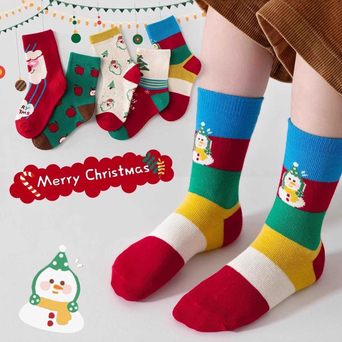 5 PairsSet Christmas Childrens Socks For Girls Boys Winter Kids Socks New Year Cartoon Cute Festive Socks For 212 Years Girl J251024