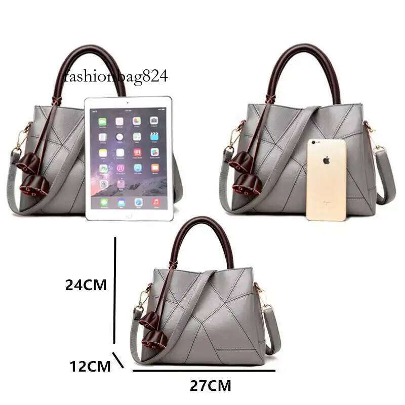 Premium Leather Women's Crossbody Handbag - Designer Patchwork Bag for Mature Moms