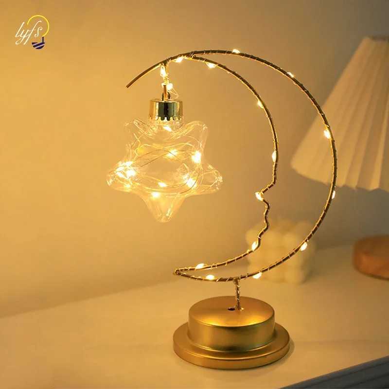Table Lamp LED Bedroom Decoration Lamp BatteryUSB Powered Moon Star Bedside Lighting Fixture For Desktop Night Lights C251115