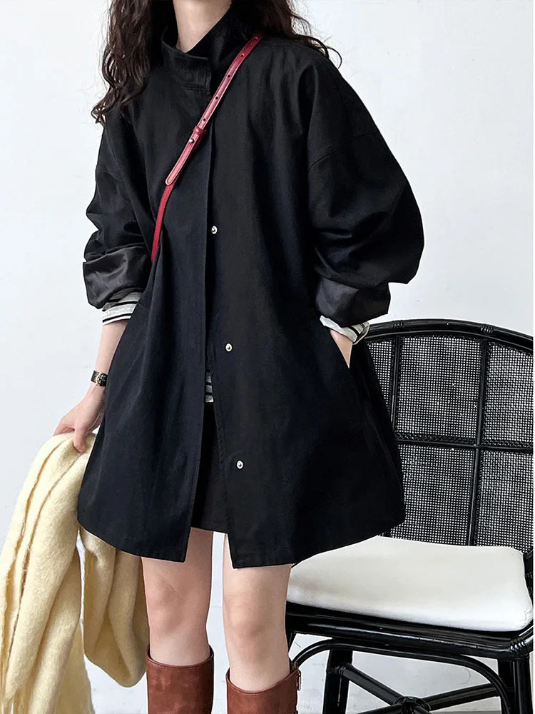 LANMREM Temperament Short Trench For Women Lapel Single Breasted Solid Color Pockets n Coat Spring 2Z2225 251021
