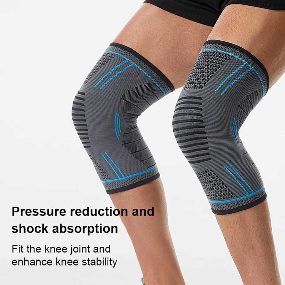 1Pcs Elastic Knee Pads Silicone Antislip Knitted Breathable Nylon Sports Fitness Kneepads Basketball Volleyball Outdoor SportsW251024