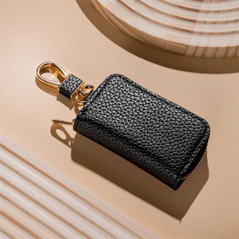 Lychee Pattern Leather Keychain Men Key Holder Organizer Pouch Split Car Key Wallet Women Housekeeper Car Key Case Card Keys Bag Z251023