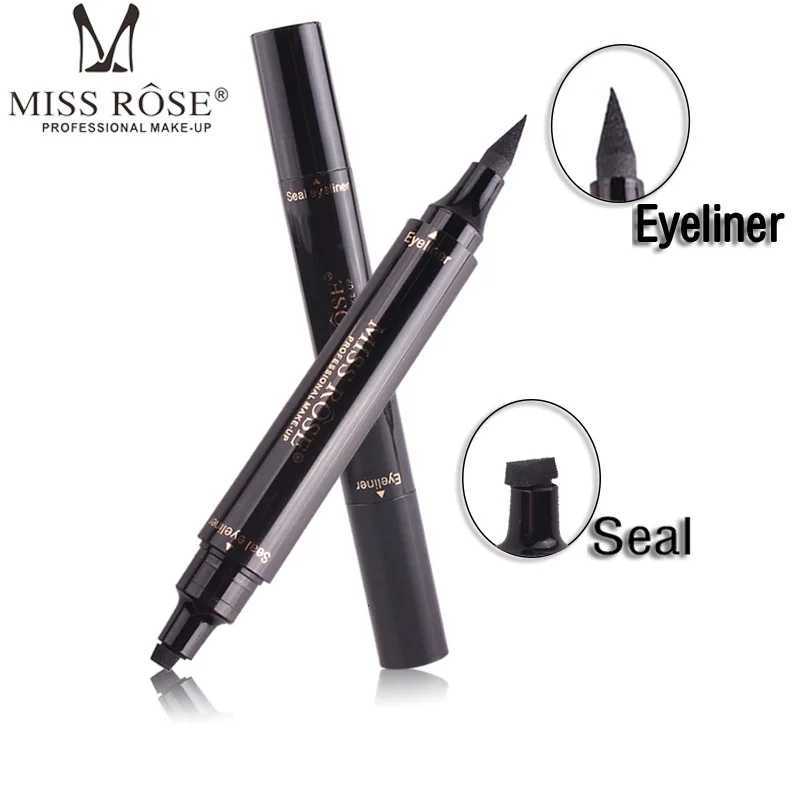 MISS ROSE 24Hour Black Stamp Eyeliner Pen LongWearing Makeup NotBlooming Smudgeproof Eye Liner Pencil Highly Tint CosmeticsL251024