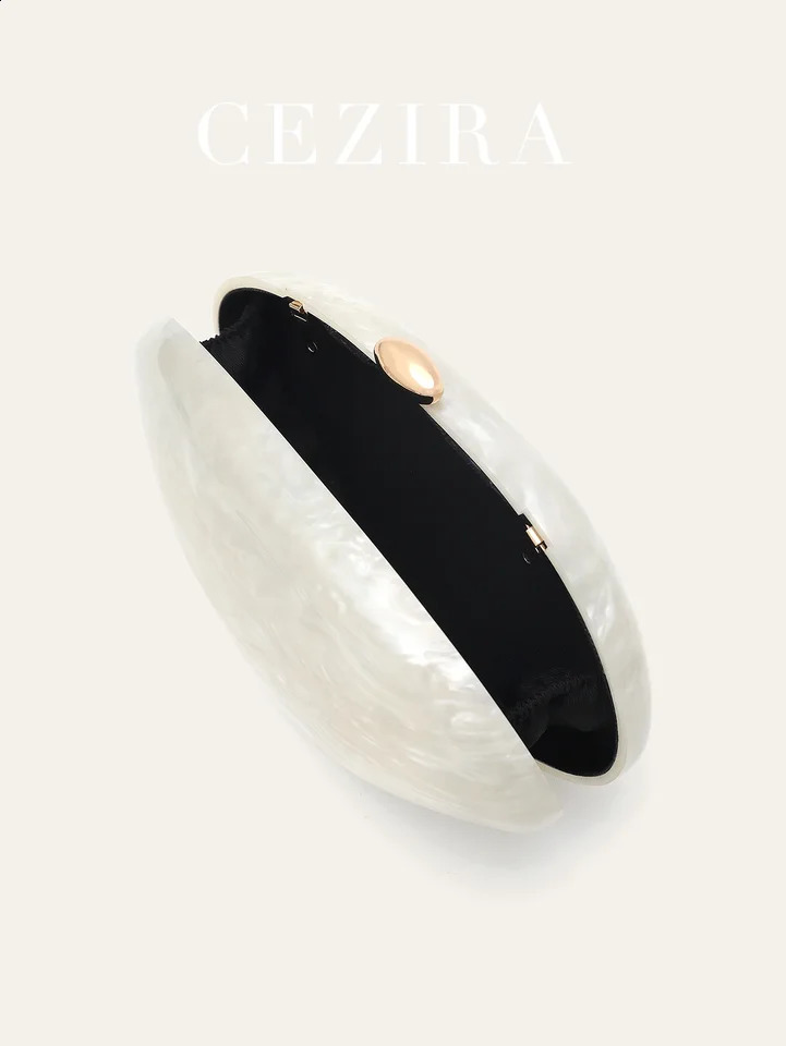Fashion Womens Glamorous Elegant Novelty Shell Shaped Clutch Solid Color Acrylic Long Chain Evening Bag Party Dinner Banquet 251023