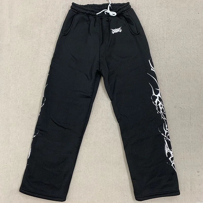 Y2K Women Elastic Waist Fitness Vintage Harajuku Leisure Straight Pants American Street Fashion Creative Goth Pattern Sweatpants 251020