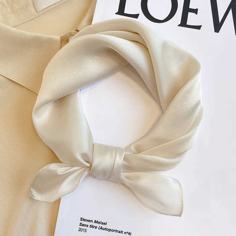 Solid Silk Square Scarf Wen Satin Bandana Print Scarves Band Fashion La Hair Shl Wr Fem Neckerchief Hijab Y251024