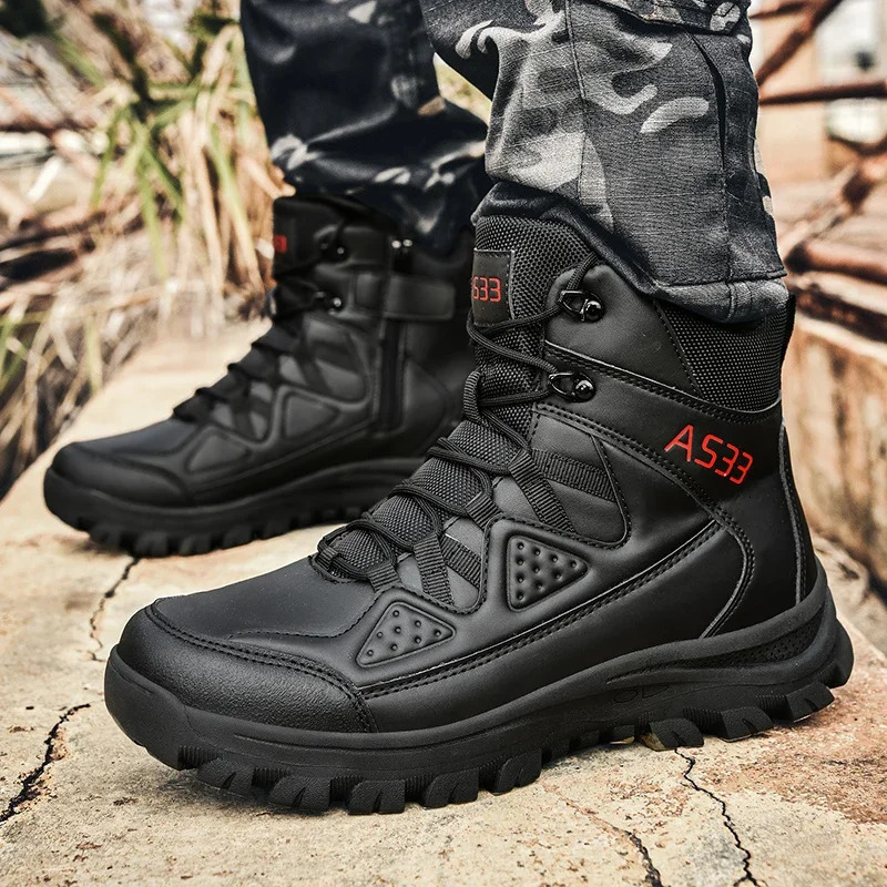 Basic Boots Men Tactical Boots Tactical Desert Combat Boots Work Safety Shoe Snow Leather Winter Zip Outdoor Casual Sneakers 251021