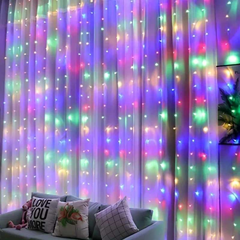 Wedding Garland Fairy Lights Outdoor 8 Mode LED USB Curtain Light String Christmas Tree Holiday Decoration Garden Light C251024