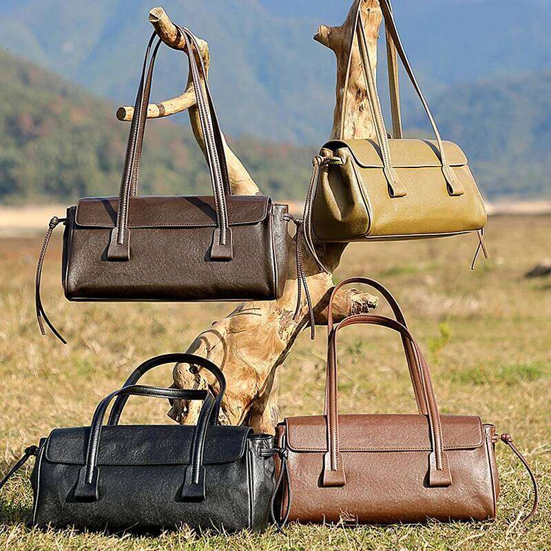 Burminsa Cowhide Genuine Leather Underarm Shoulder Bags For Women 2025 Designer Front Flap Pillow Tote Ladies Handbags