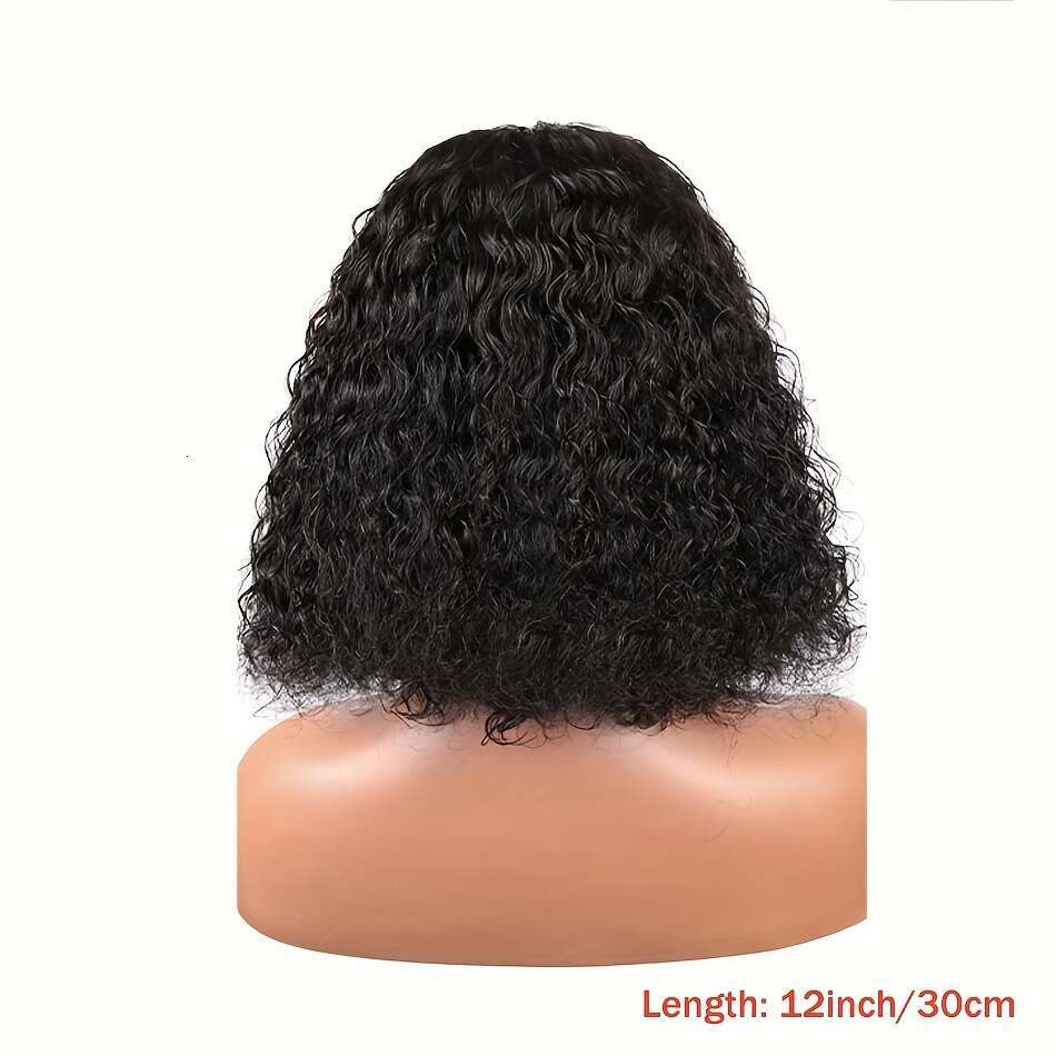 4x4 Brazilian Deep Wave Curly Bob Wig - Pre-Plucked Human Hair with Lace Closure, 150% Density, Natural Black Women, Versatile Style for All Ethniciti