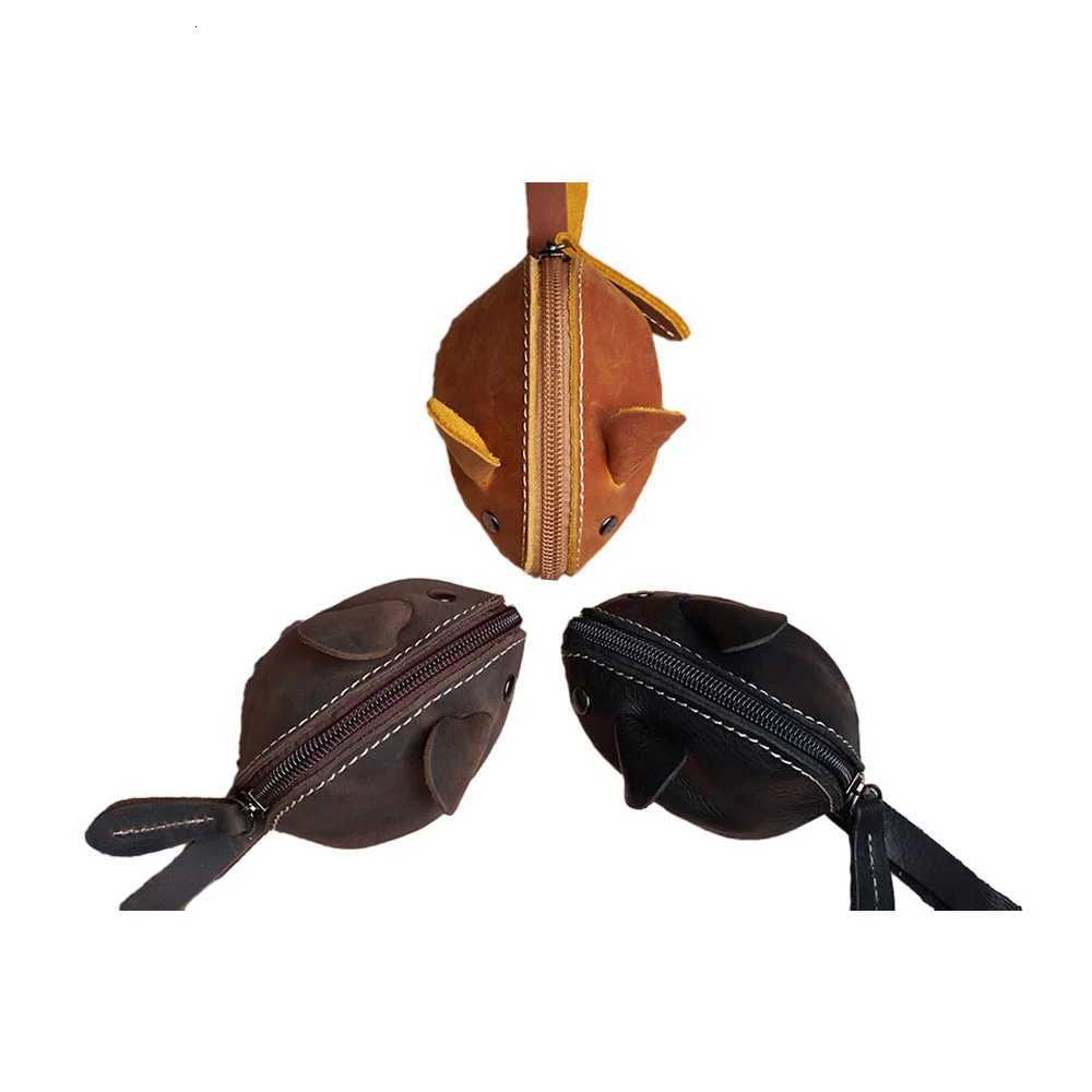 Genuine Leather Coin Purse Creative Cute Mouse Storage Bag Trend Zipper Pocket MenWomen Portable Wallets Childrens Key Bags Z251023