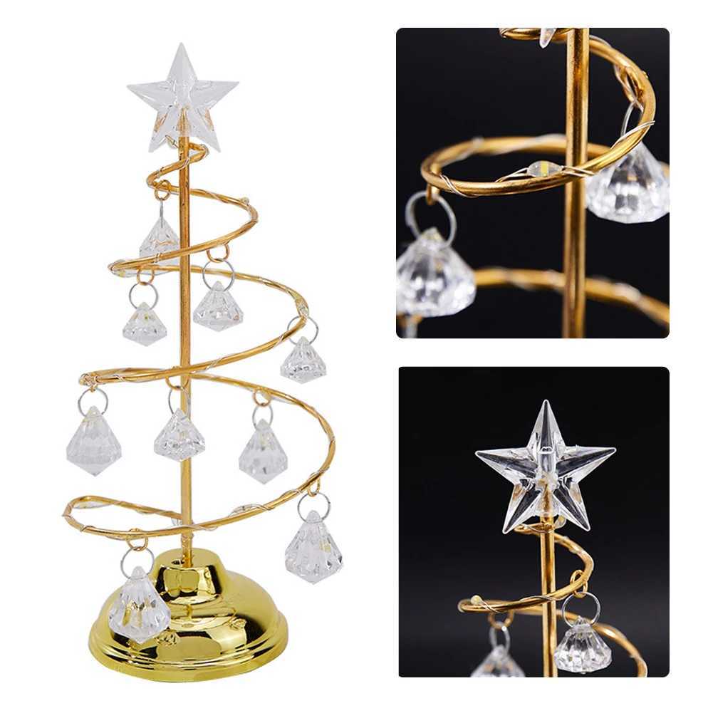 Crystal Christmas Tree Lamp Night Lights Battery Operated Desk Table Lamp Decorative Iron Tree for Living Room Bedroom C251115