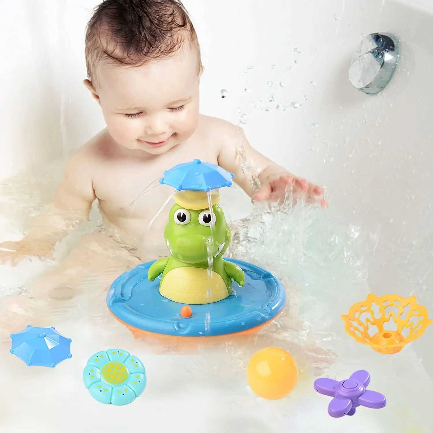 Crocodile Spray Water Toy with LED Floating Wind Up New Born Baby Bathtub Water fun Toys Preschool Toddler giftbathroom J251023