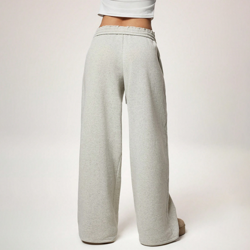 Spring and Autumn Solid Color Loose Feeling Loose Straight High Waist Skinny Wide Leg Pants yoga pants apricot