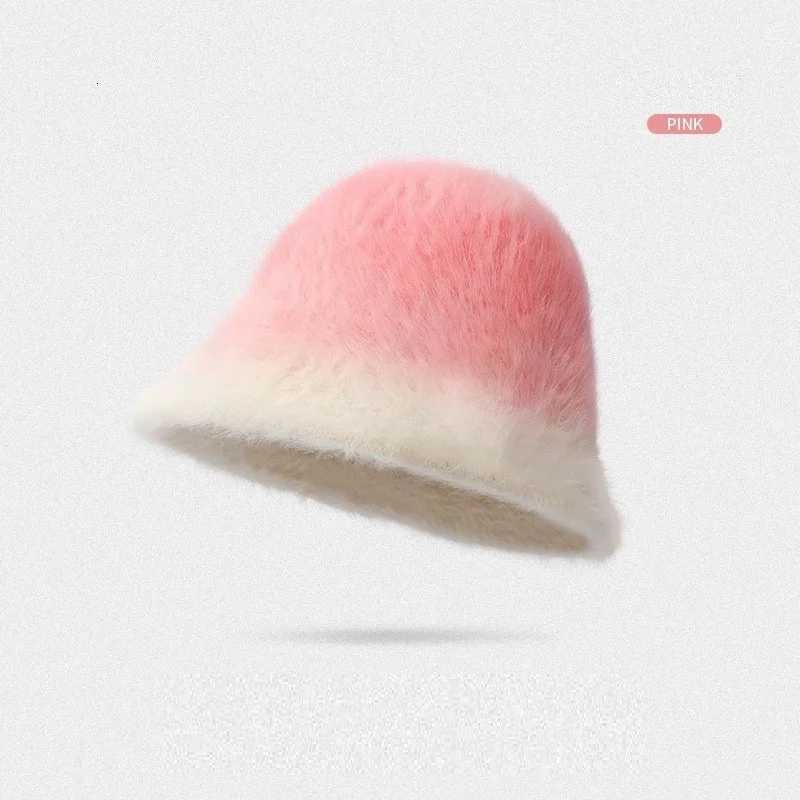 Faux Rabbit Fur Bucket Hat for Women ThreeDimensional FaceSlimming Versatile Warm Plush KoreanStyle Fisherman HatL251024