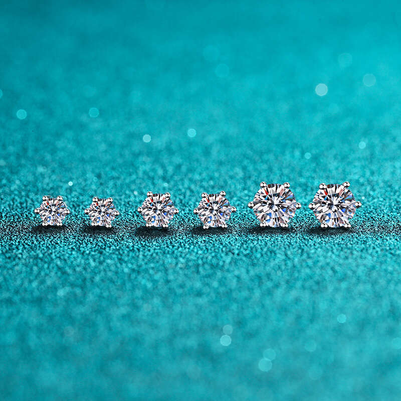DHCollections-- Pure Sier Six-Prong Moissanite Earrings Direct Any Appraisal