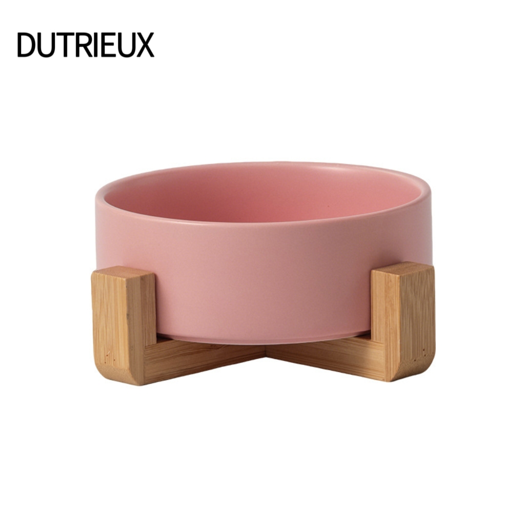 K3287 Wholesale Pet Slow Feeding Bowl with Anti-Choking Design and Neck Guard for Anti-Tip, Plastic Frame and Ceramic Inner Bowl