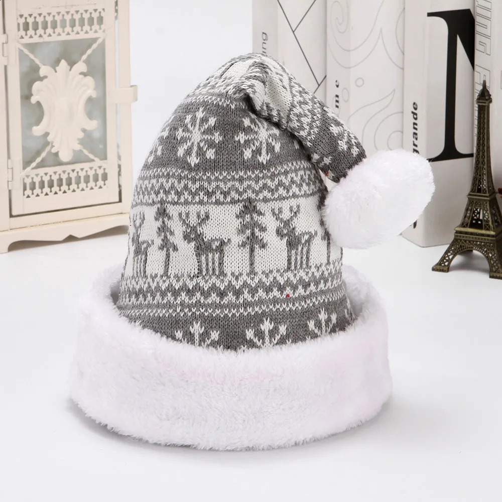 Snow Deer Knitted Woollen Christmas Hat 3040cm Adult rens Winter Hat Decoration Christmas Atmosphere Layout 251023