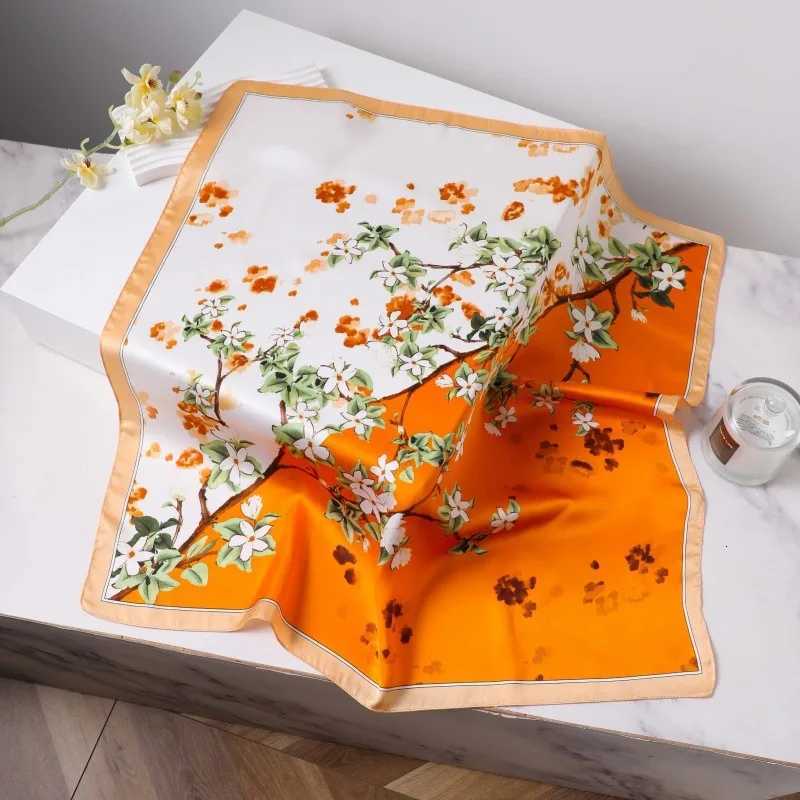Luxury Printed Silk Scarf Wen Simated Silk Elegant e Versatile Heaear Bag Accories Clothing Fashion Square Scarf Y251024