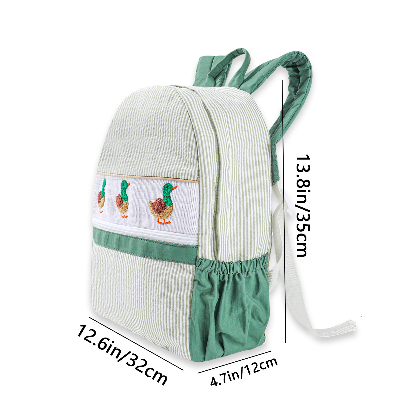 New hot selling designer striped wild duck embroidery children's bubble gauze backpack student backpack