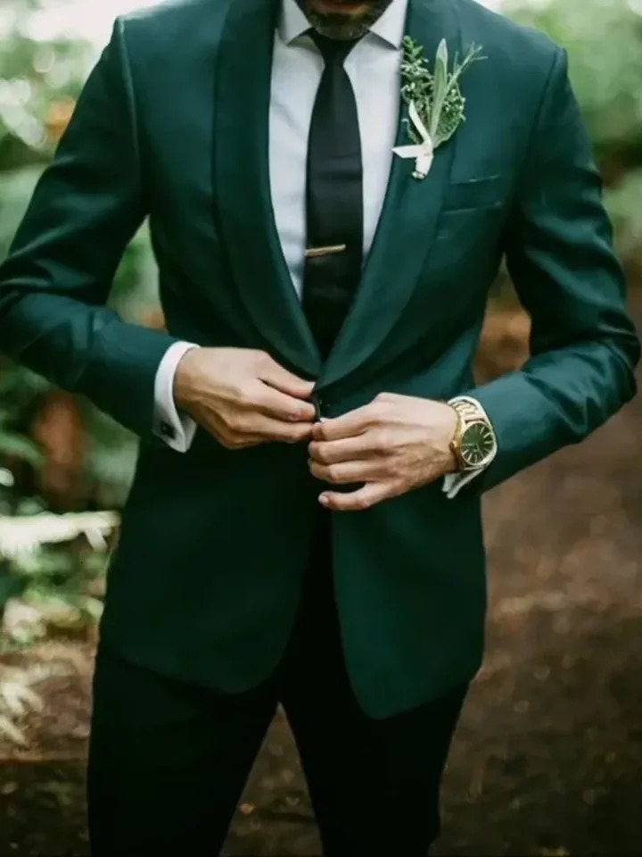 Men Suits Country Garden Wedding Tuxedos Shawl Lapel Slim Fit Groom Formal Wear Man Elegant Prom Party Blazer Emerald Green 251023