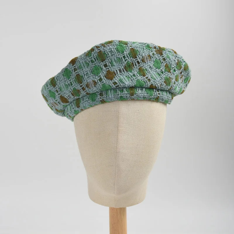 Autumn Spring Women Berets Sweet CandyColored Plaid Beret Hat for Women Tweed Beret Hat 251023