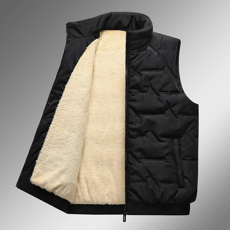Male Soft Lamb Wool Windproof Vest Winter Waterproof Zipper Vests Coat Waistcoat Cashmere Mens Jacket Sleeveless Down Vest 251020