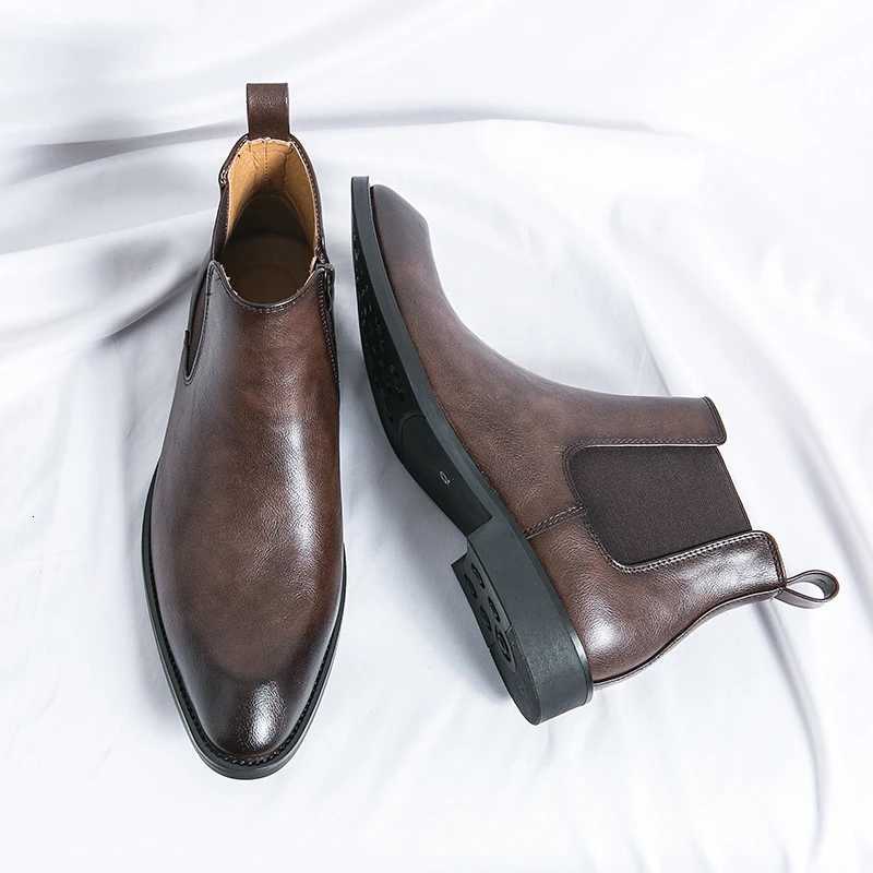 British Style Chelsea Boots for Men Casual Slip on Ankel Boots Business Dress Leisure Walk Shoes Split Leather Male Basic Boots W251024