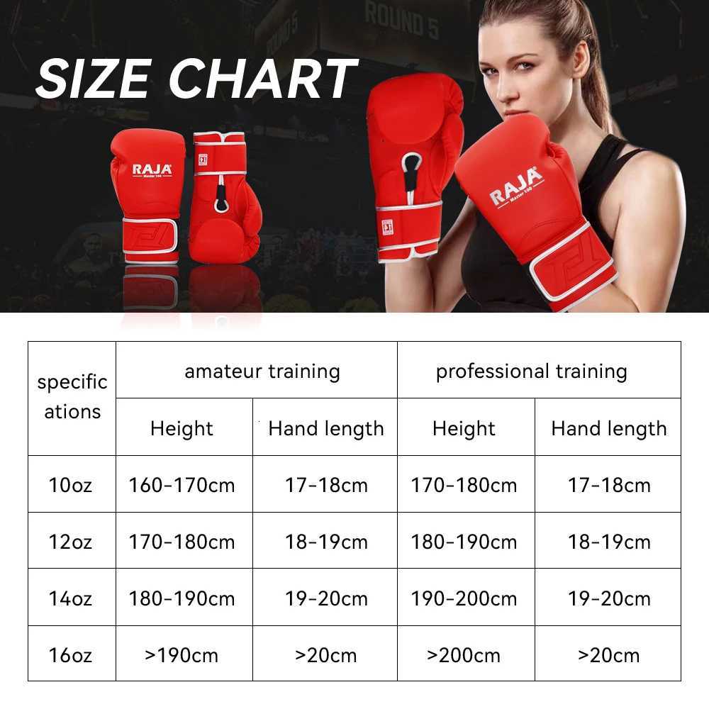 Raja Boxing Gloves Men Women MMA Genuine Cowhide Leather latex Pro Training Sparring Muay Thai Punching Bag Mitts 12 14 16oz Y251023