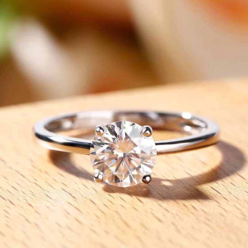 Classics Ring 10K14K18K Gold Round Cut Solitaire Ring Moissanite Diamond Women Luxury Wedding Rings