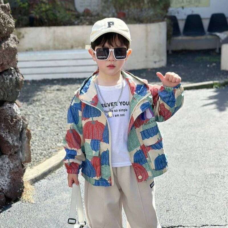 2025 New Streetwear Jacket Trendy Eye-Catching Fashionable Coat For Toddler Boys Spring Autumn Wear