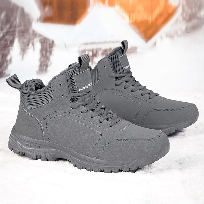 Winter Mens Boots Warm Plush Mens Snow Boots High Quality Winter NonSlip Sneakers Outdoor Mens Hiking Ankle Boots Work Shoes251020