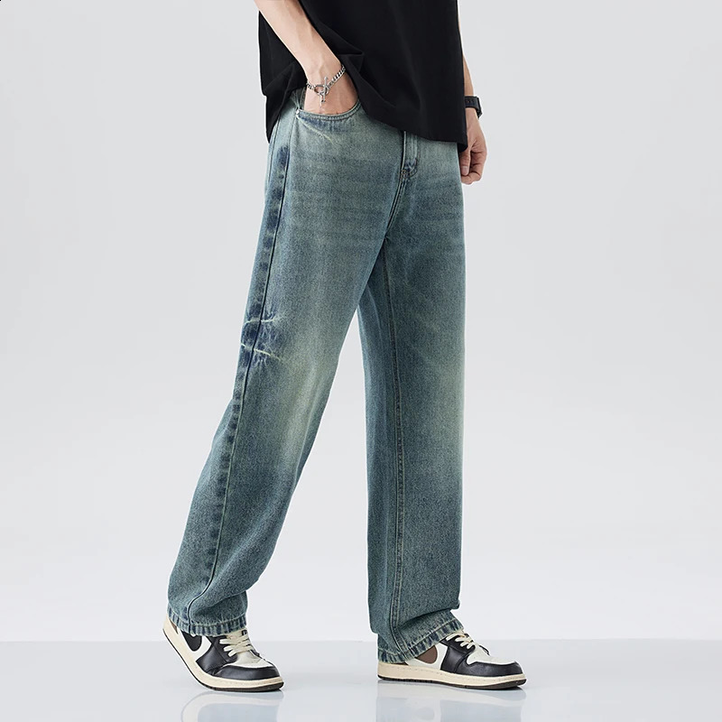 2025 springsummer straight leg jeans mens fashion retro Y2k pants street wear loose casual 251018
