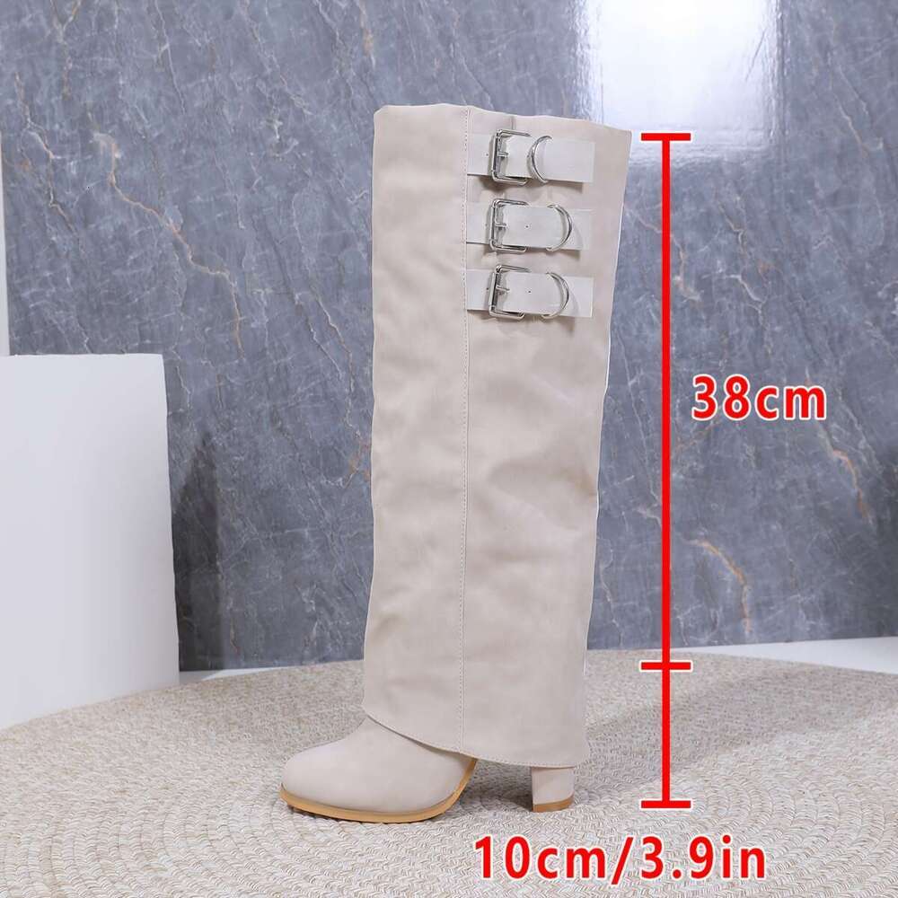 Women's Sexy Chunky Round Toe Ankle Boots With Buckle Straps Zipper Closure Faux Cover Upper, Fabric Lined, Rubber Sole - All-Season Versatile Fo