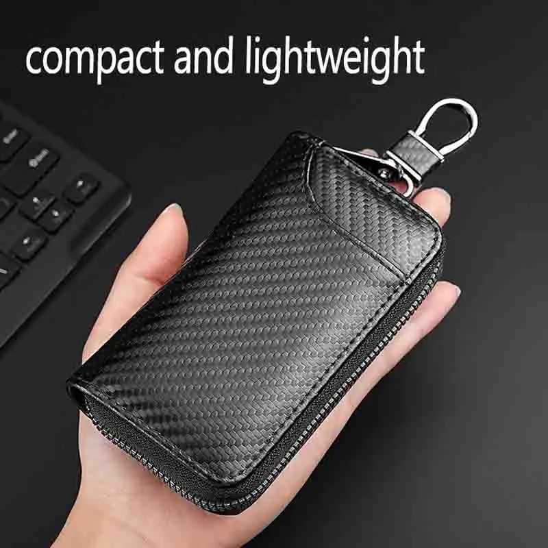 Carbon Fiber Fabric Keychain Unisex Key Bag Multifunction Organizer Wallet Holder Smart Housekeeper Car Small Case Keys Pouch Z251023