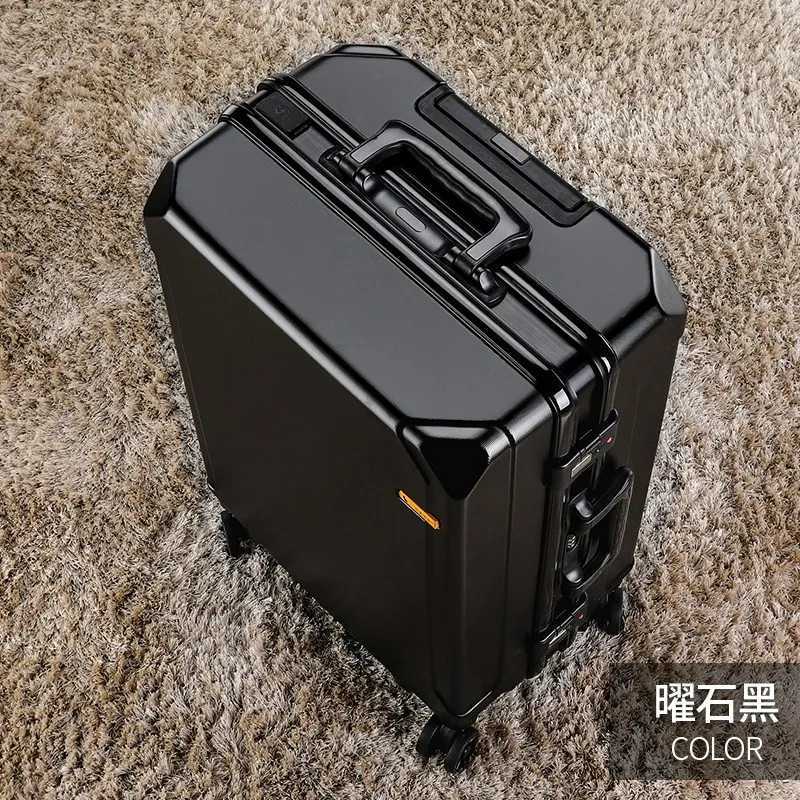 New Fashion rolling luggage aluminum frame USB charging trolley suitcase 20242628 inch students password travel luggageW251024
