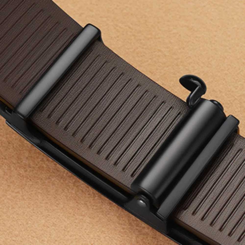 New Fashion Mens Belt Toothless Automatic Buckle Belt Alloy Letter Button for Business Fashion High Quality Mens Strap W251024