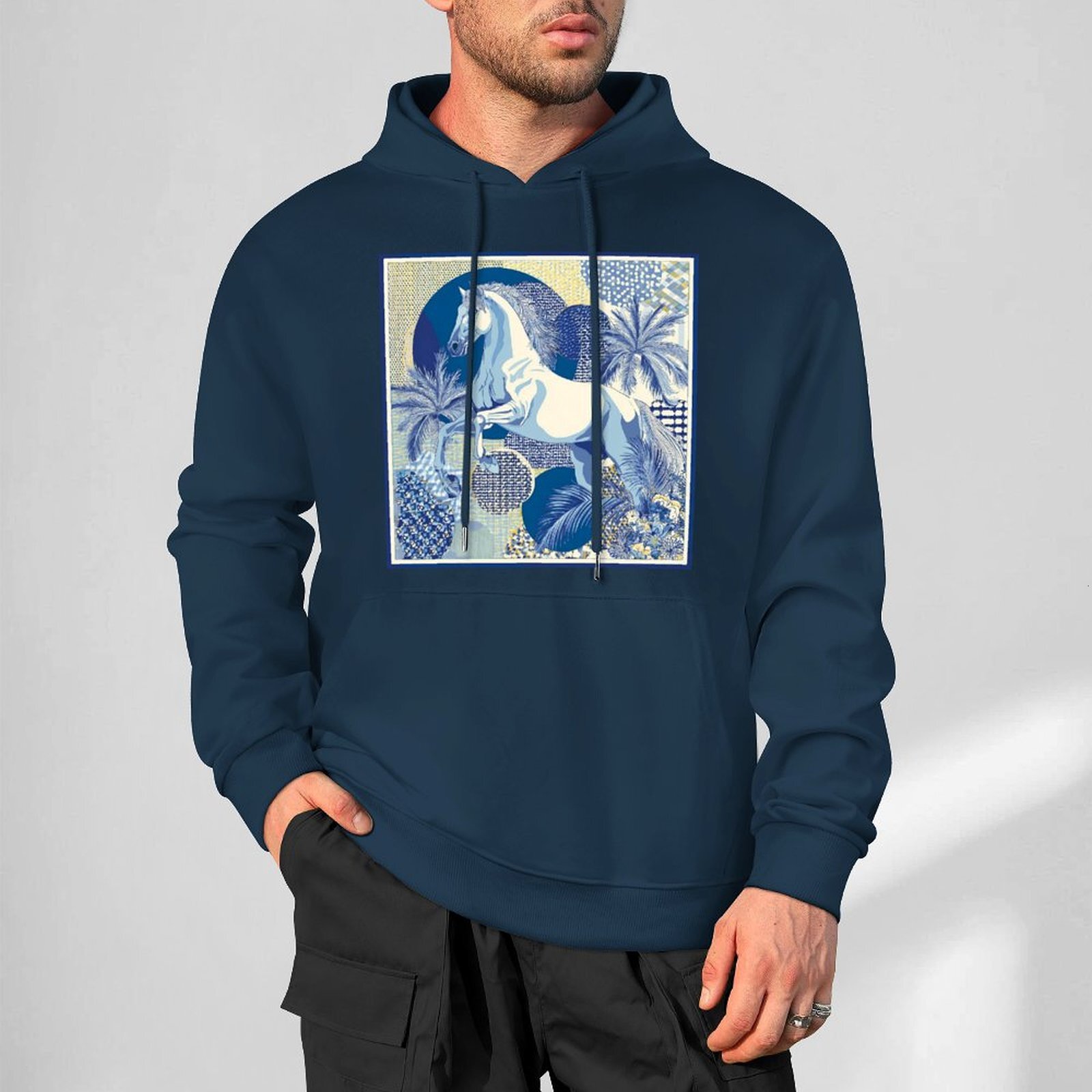 H Designer Fall Winter Hoodie Luxury Horse Print Design Unisex Long Sleeve Streetwear Hip Hop Oversized Fit Hoodie Men's Fashion Apparel H48